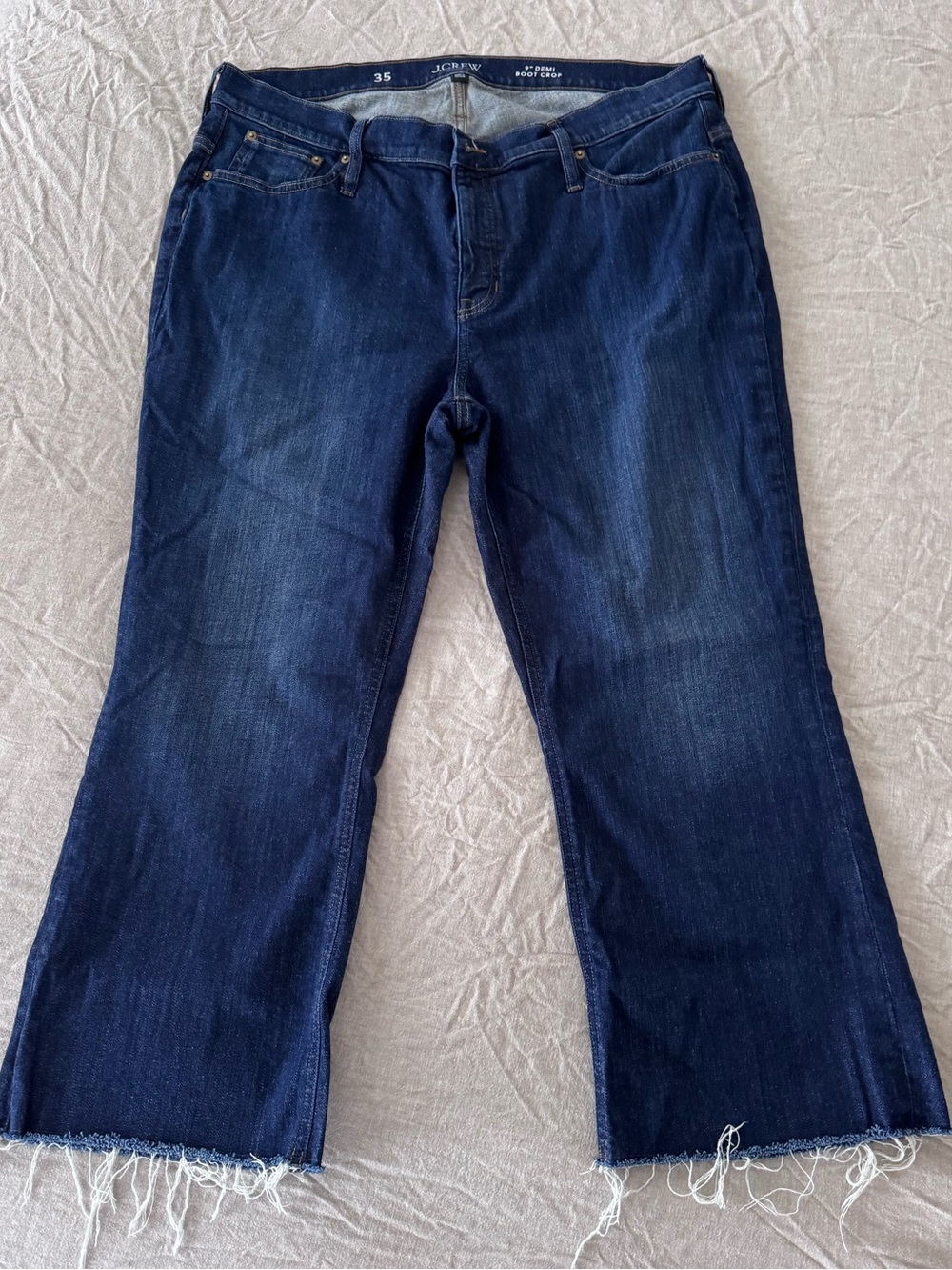 J.Crew 9” Demi Boot Crop Jeans Dark Wash Raw Hem Size 35
